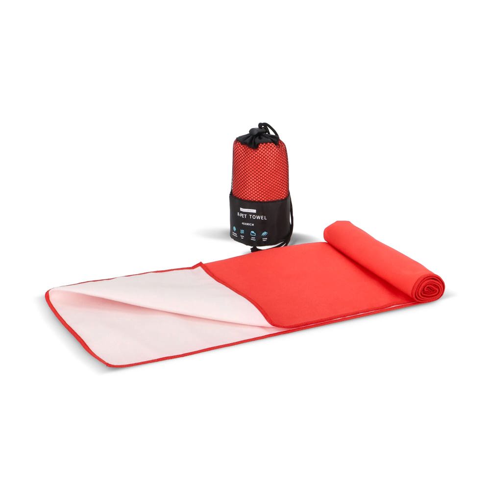 R-PET-Schnelltrocknungshandtuch 40 × 80 cm mit Beutel, Sublimationsdruck. - Rot
